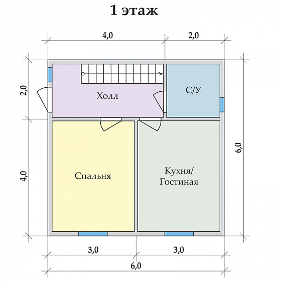 Каркасный дом Солнечный + 6 х 6