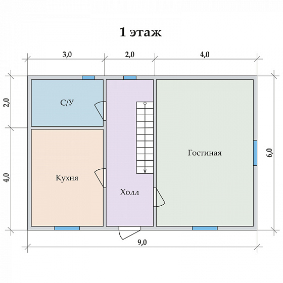 Каркасный дом Солнечный ++ 6 х 9